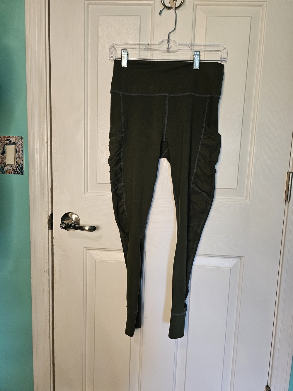 Fabletics High-Waist Dark Green Active Leggings with Side Ruching Women's size S
